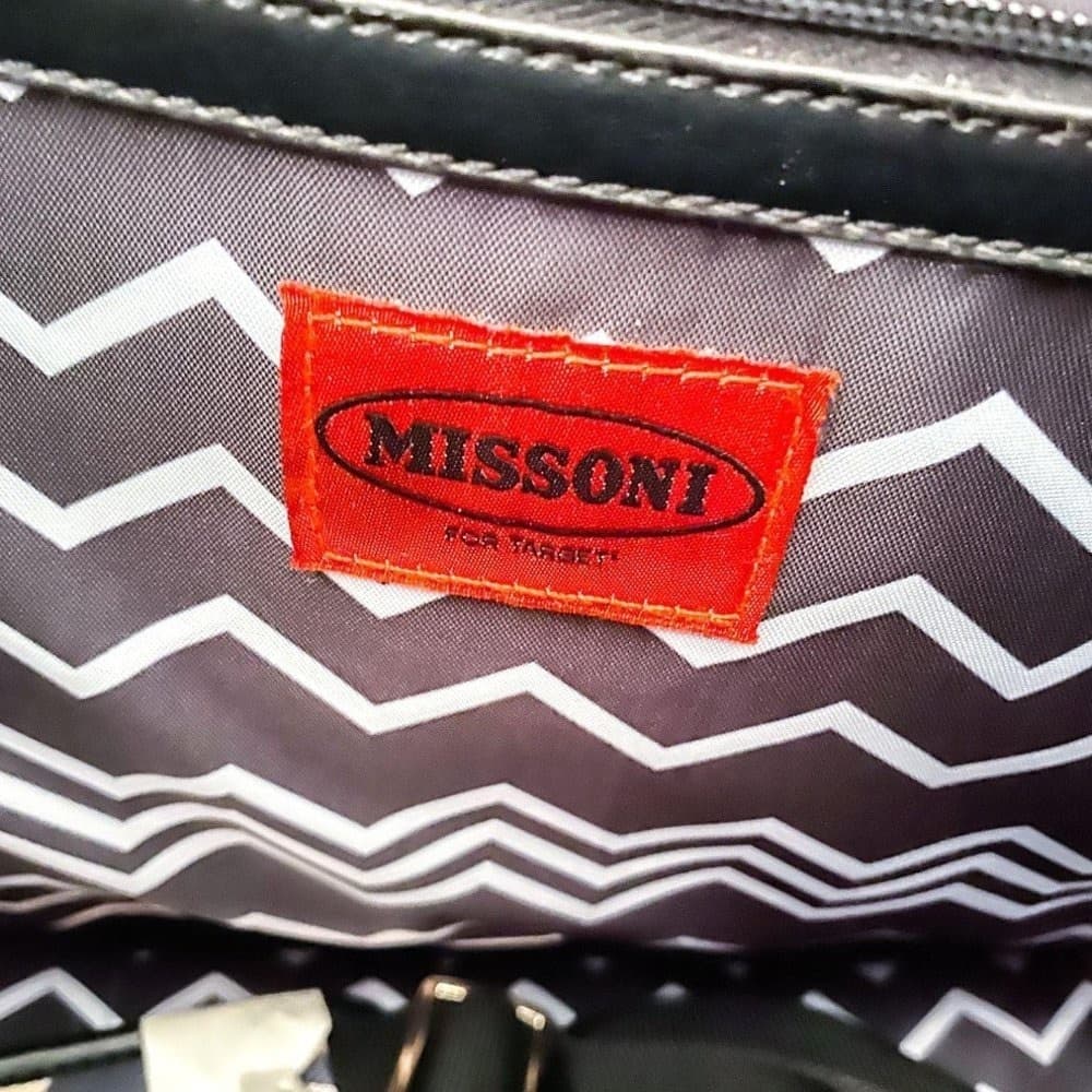 Missoni Black White Chevron Large Carry-on Zip Travel Bag Small Luggage - Thumbnail 7
