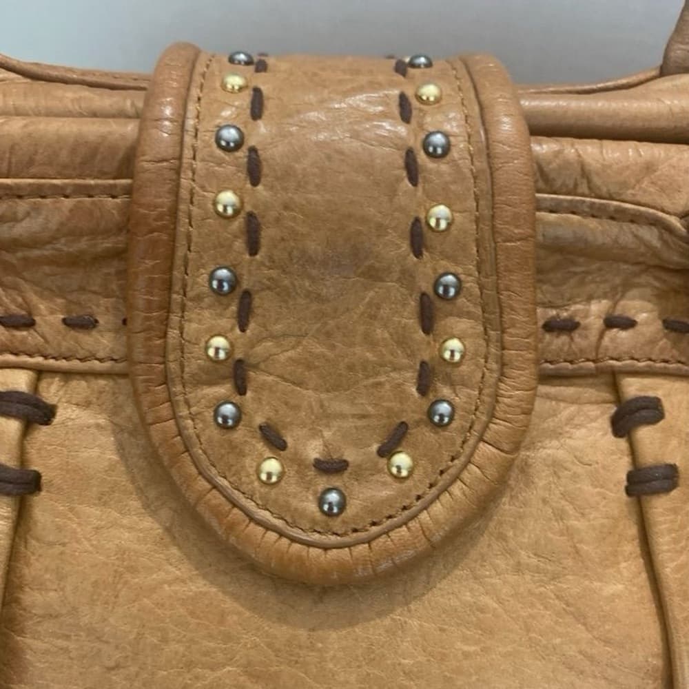 Isabella Fiore Leather Satchel Handbag Studded Boho Y2K Purse Beaded Bag - Thumbnail 11