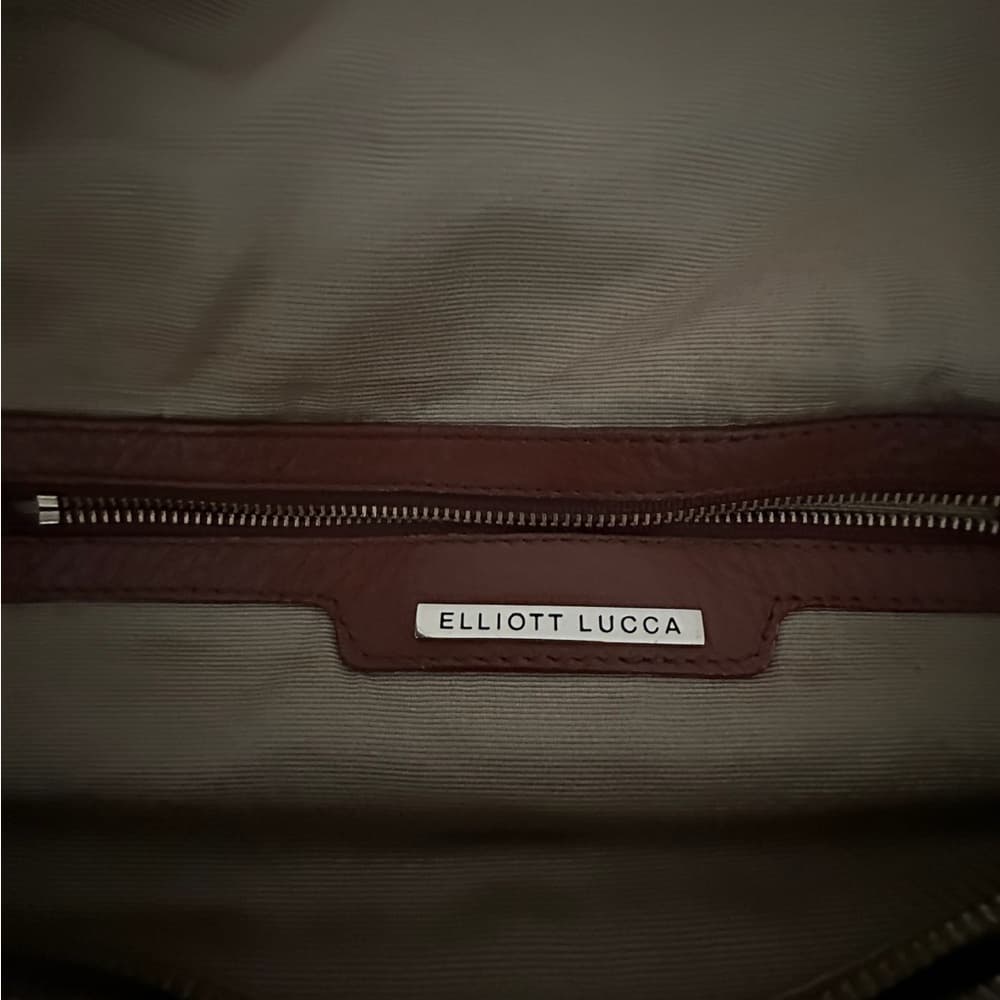 Elliot Lucca Cognac Brown Leather Oversized Satchel Tote w Pockets Y2K Vintage - Thumbnail 8