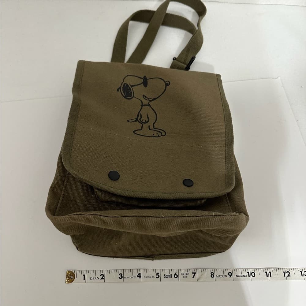 Rothco Peanuts Snoopy Canvas Shoulder Bag Military Olive Green Peanuts Satchel - Thumbnail 9