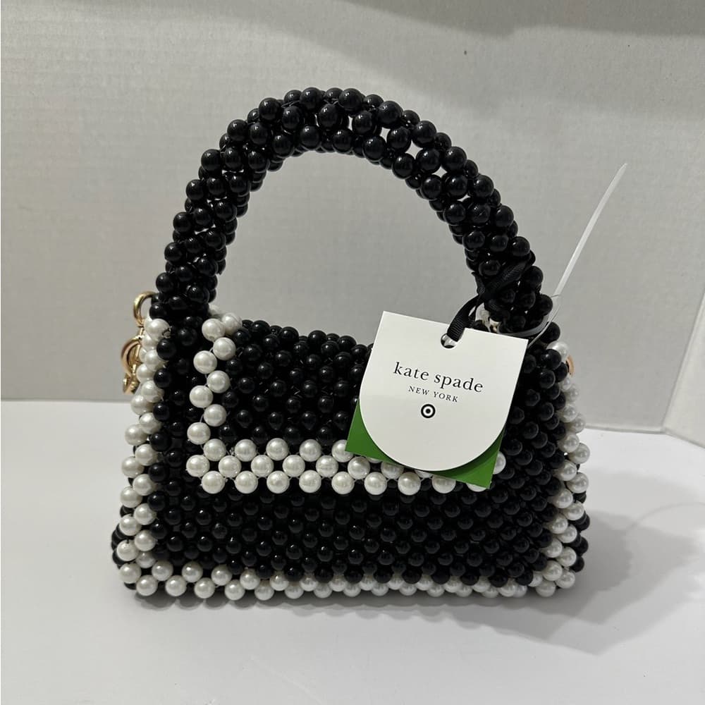 NWT Kate Spade Target Colorblock Beaded Structure Crossbody Bag Black White - Thumbnail 5