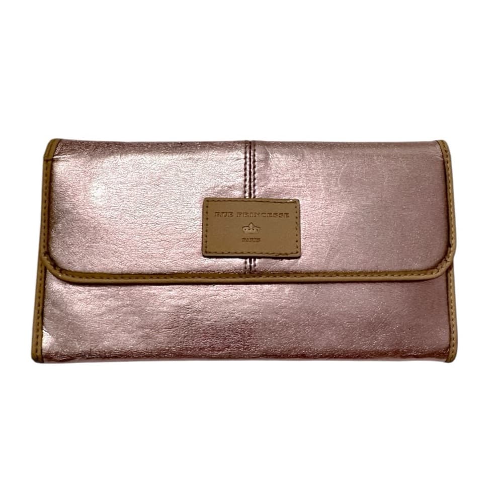Rue Princesse Paris Pink Rose Metallic Shiny Foil Wallet with Snap Closure - Thumbnail 9