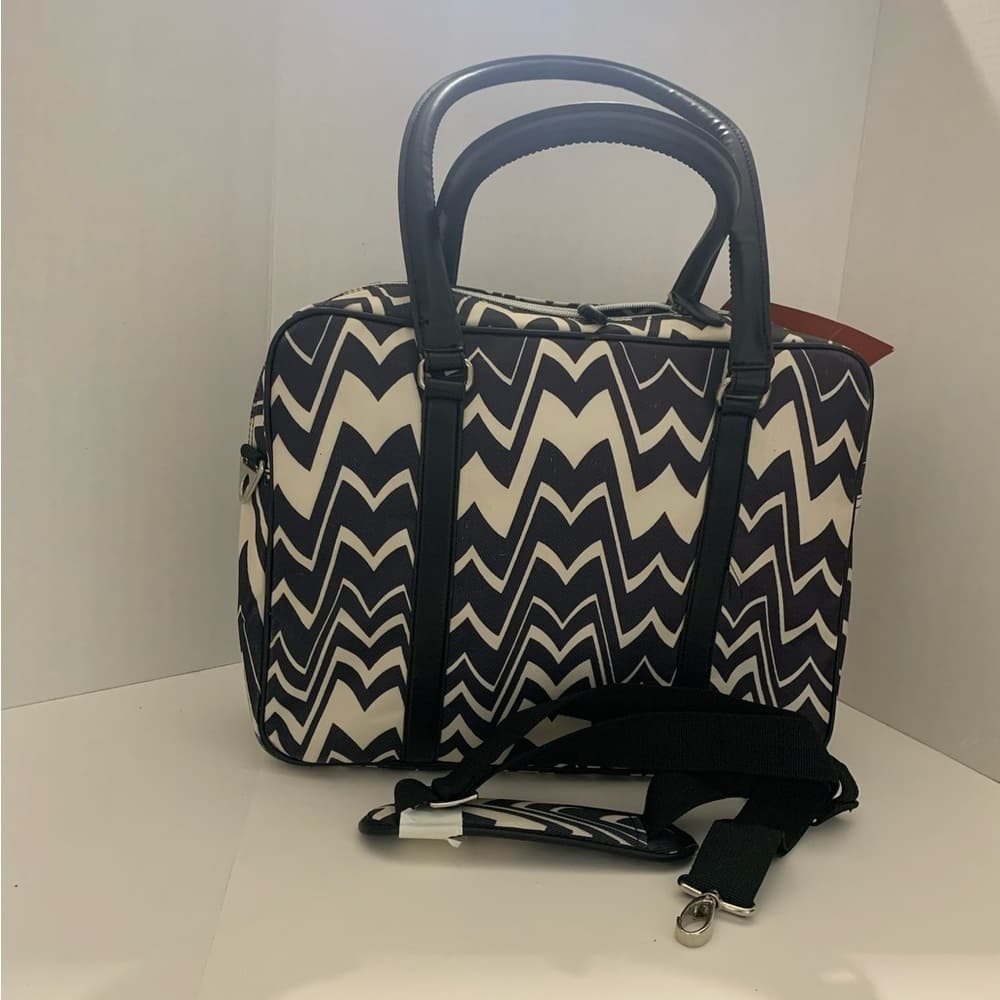 Missoni Black White Chevron Large Carry-on Zip Travel Bag Small Luggage - Thumbnail 10