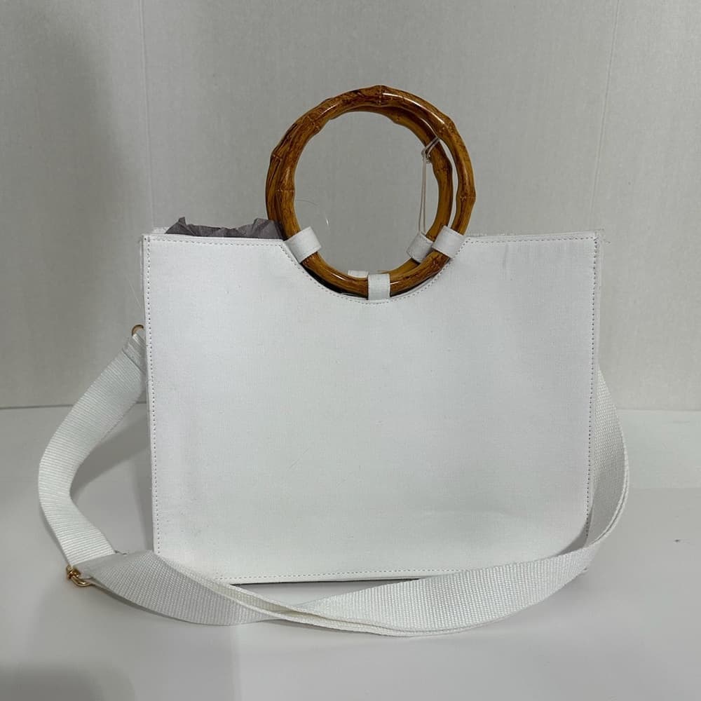 NWT Sol + Mer Strawberry Beaded Viral Purse Handbag Bamboo Handles White Strap - Thumbnail 12