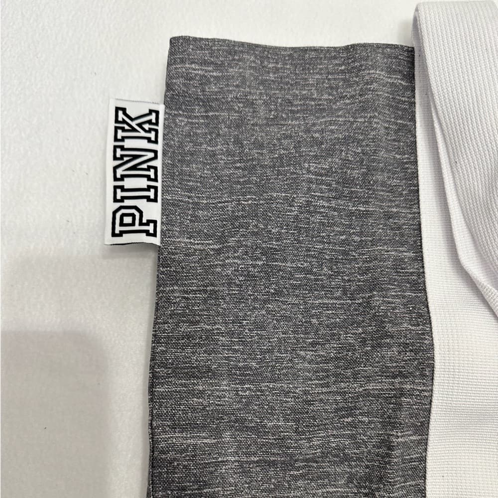 NEW PINK Victoria’s Secret Grey White Canvas Tote Bag Snap Travel Minimalist
