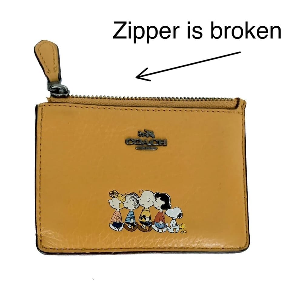 Coach Peanuts Card Case Leather Snoopy Woodstock Wallet limited edition SEE NOTE - Thumbnail 7