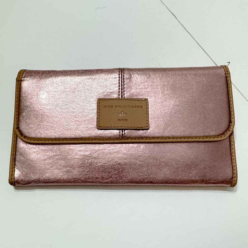 Rue Princesse Paris Pink Rose Metallic Shiny Foil Wallet with Snap Closure - Thumbnail 3