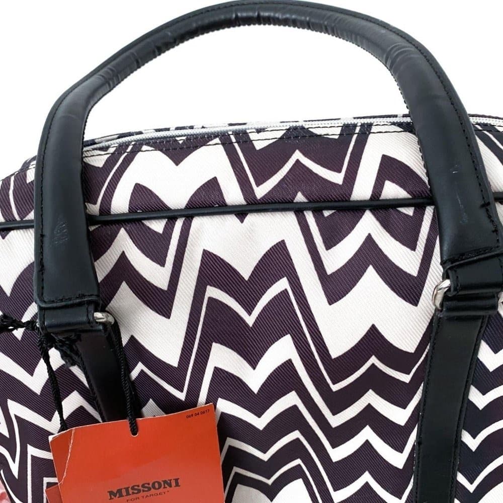 Missoni Black White Chevron Large Carry-on Zip Travel Bag Small Luggage - Thumbnail 4