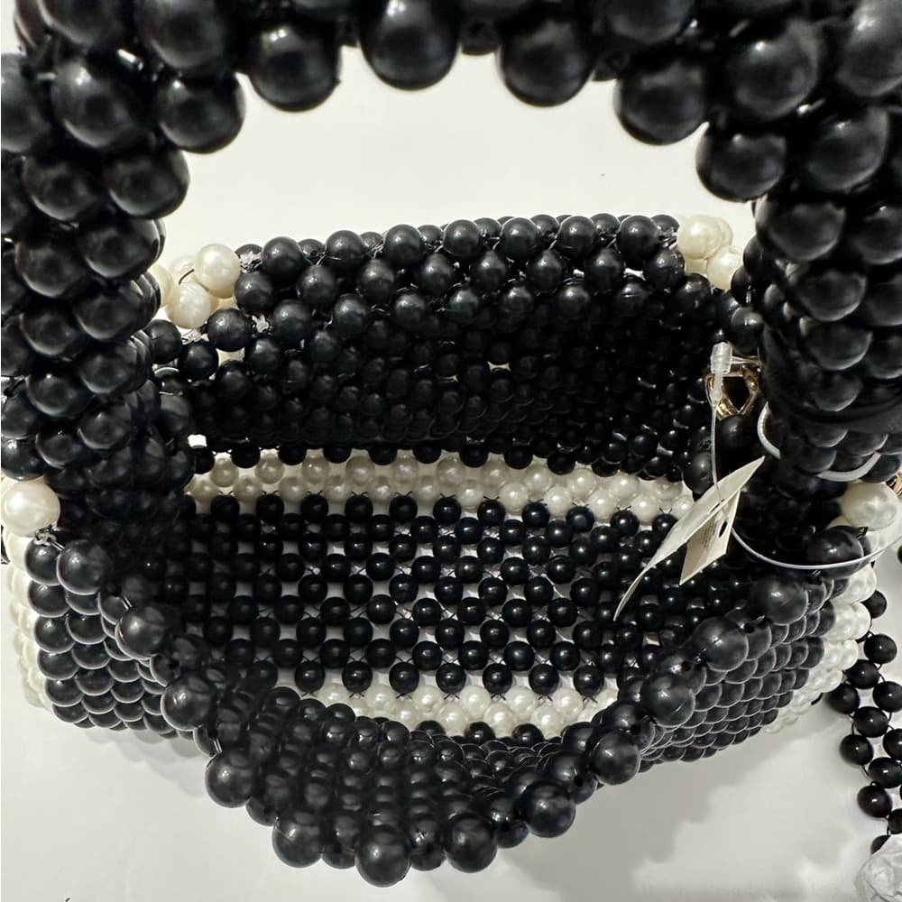 NWT Kate Spade Target Colorblock Beaded Structure Crossbody Bag Black White - Thumbnail 4
