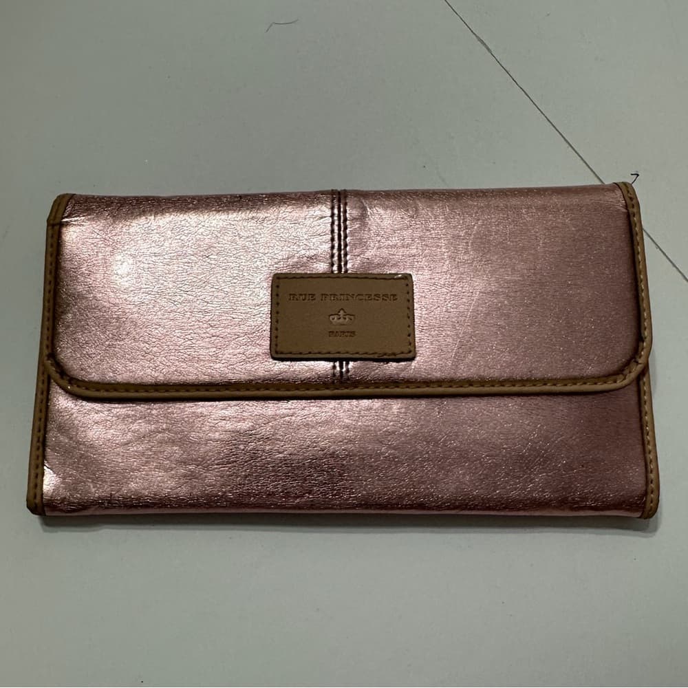 Rue Princesse Paris Pink Rose Metallic Shiny Foil Wallet with Snap Closure - Thumbnail 2