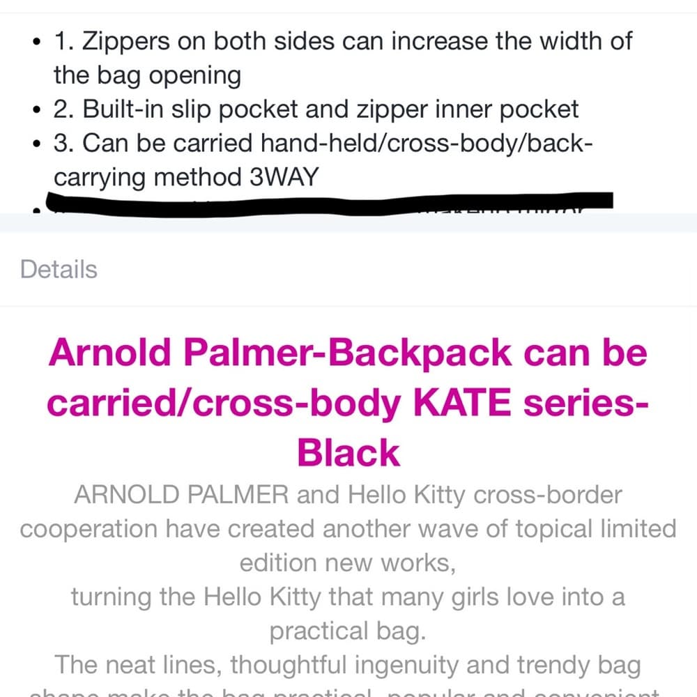 Hello Kitty X Arnold Palmer Crossbody Mini Backpack - Very RARE Limited Edition - Thumbnail 12