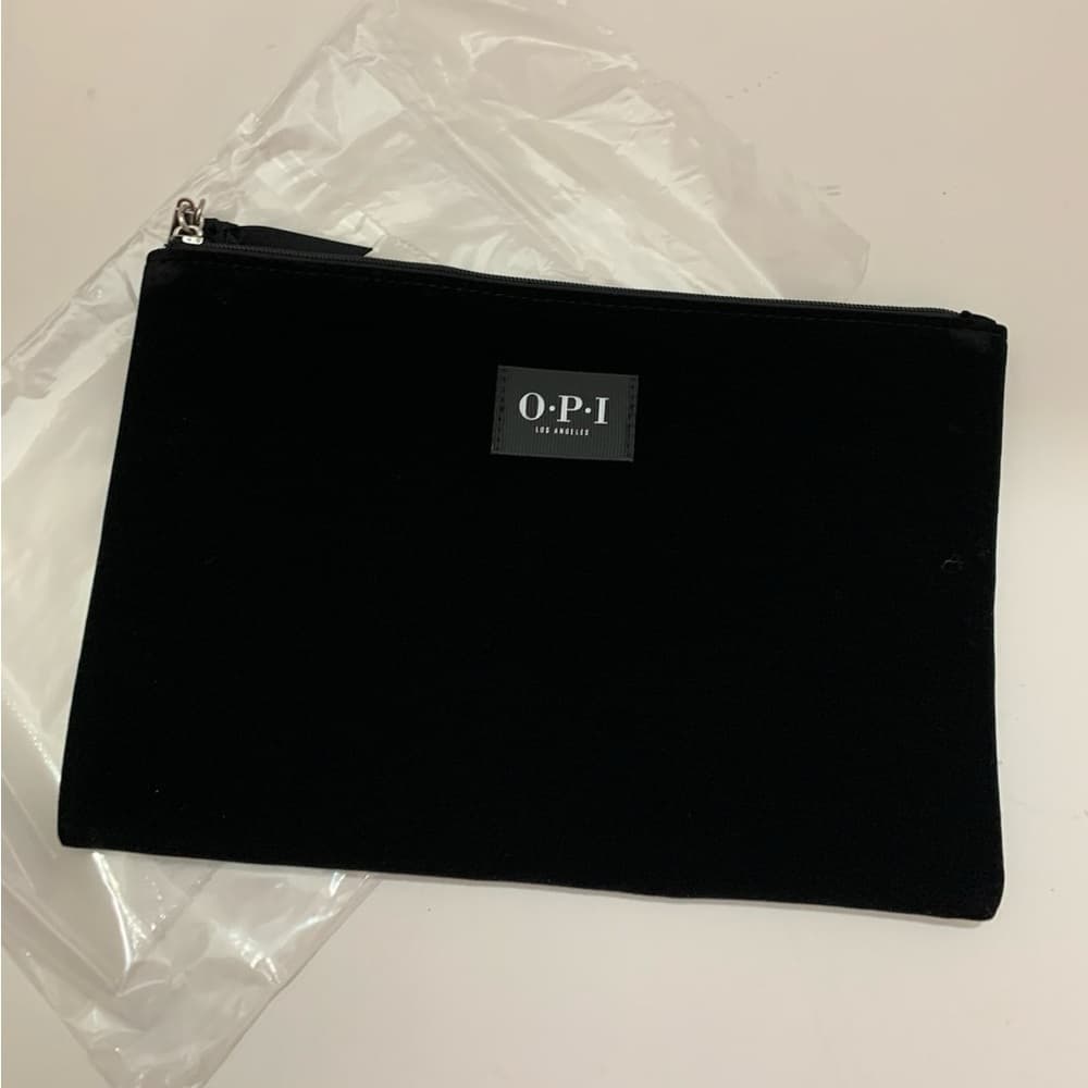 O.P.I. OPI Velvet Clutch Pouch Black with Polish Zipper Pull Unisex Travel Gift