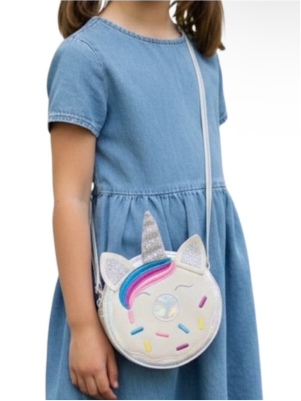 NWT Cat & Jack Unicorn Donut Crossbody Bag Glitter Holographic Whimsical Kitsch