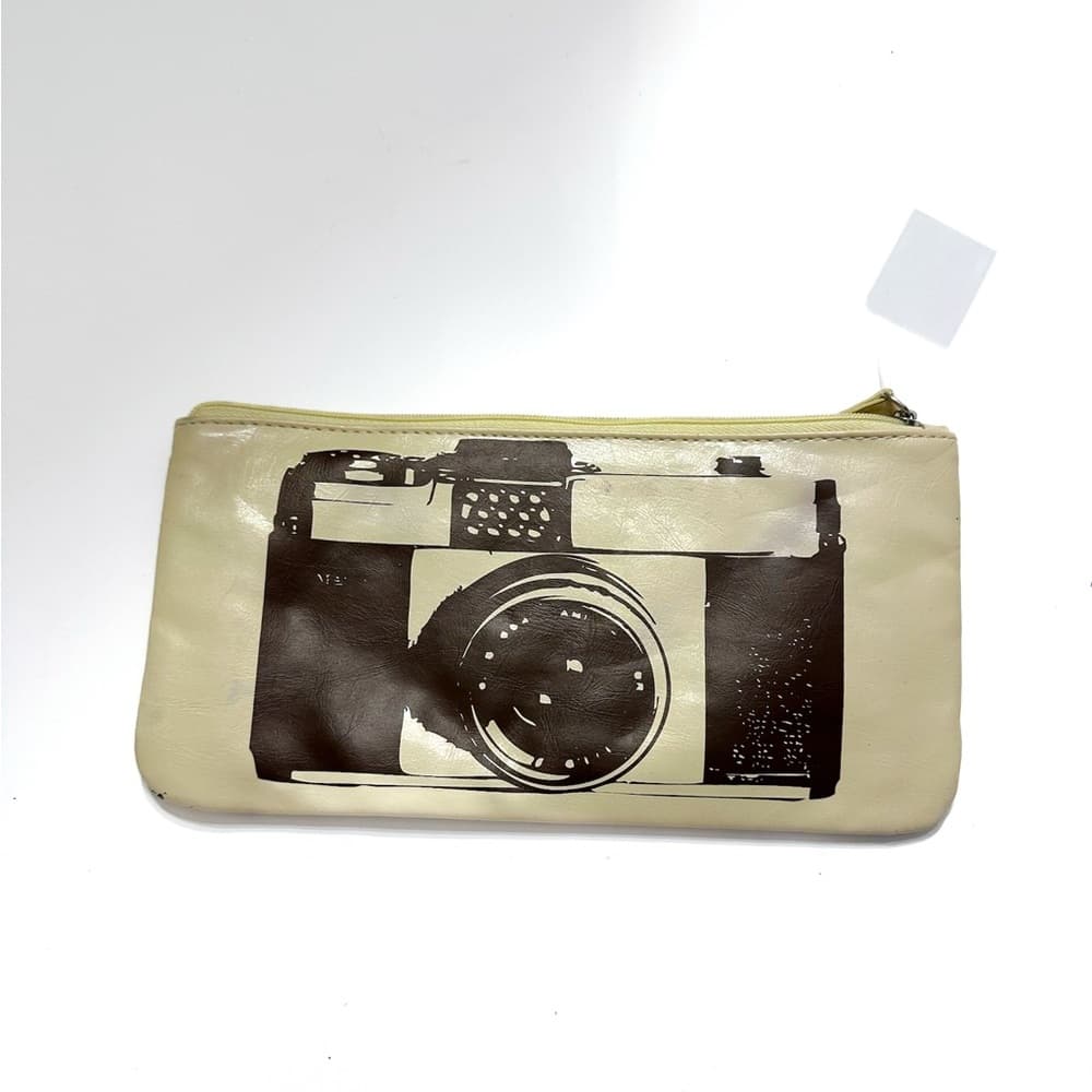 NWT Xhilaration Cream Zip Wallet Pouch Vintage Camera Print Y2K Gorpcore Travel - Thumbnail 5