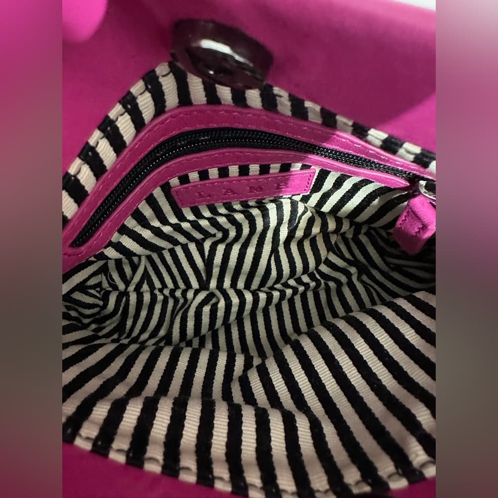 L.A.M.B. Pink Leather Crossbody Mini Bag Zipper Accents Gwen Stefani Y2K Rare - Thumbnail 7