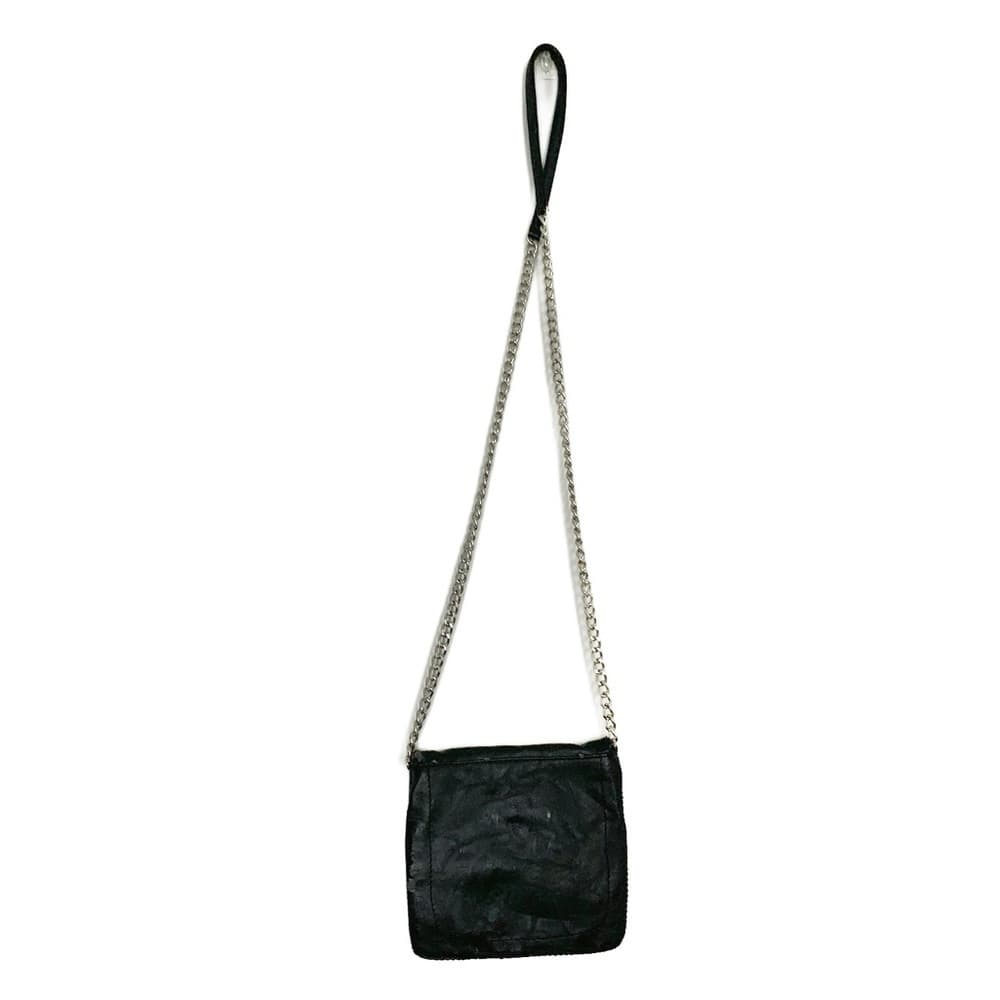 Expressions NYC Studded Black Leather Mini Crossbody Bag with Chain Strap - Thumbnail 4
