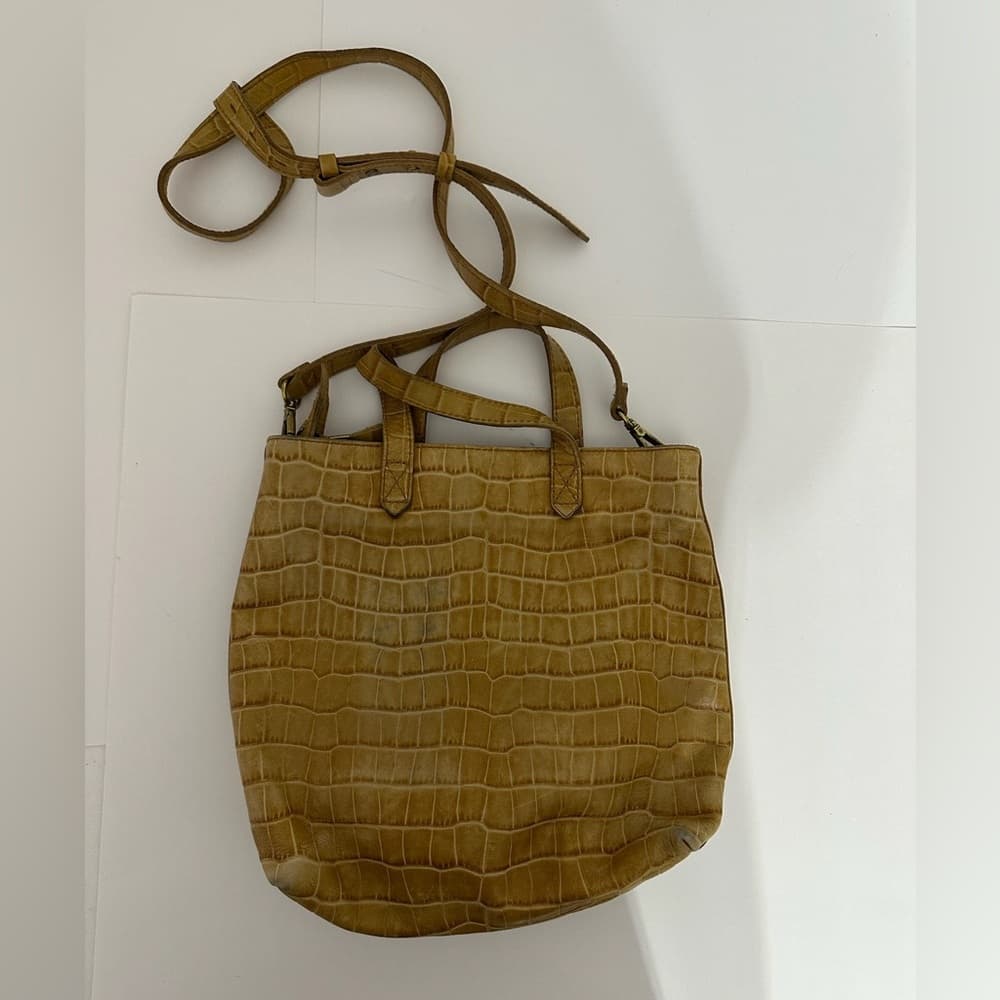 Madewell Zip-Top Transport Crossbody Croc Embossed Leather Edition Tote Bag - Thumbnail 3