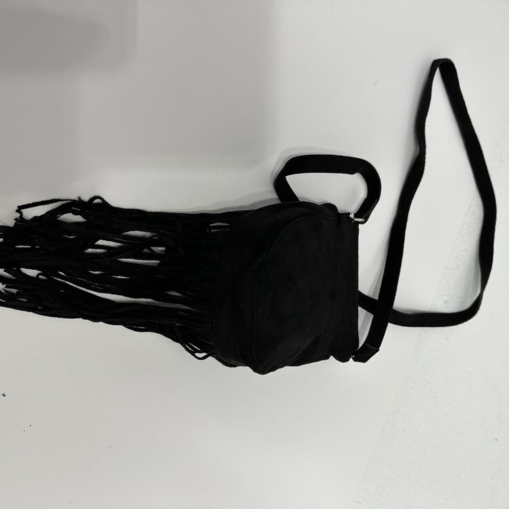 Express Black Suede Fringe Mini Crossbody Bag Boho Festival Style - Thumbnail 4