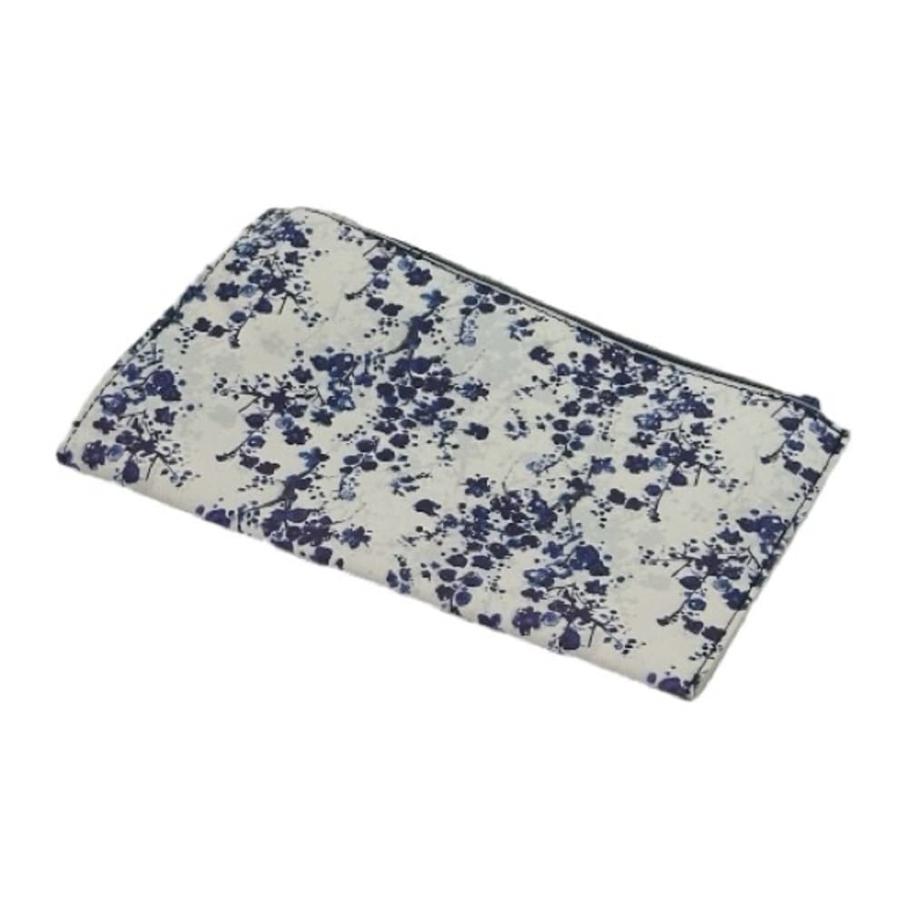 NWT Beauty.com White & Blue Floral Zip Pouch Cosmetics Bag Cottagecore Case - Thumbnail 7