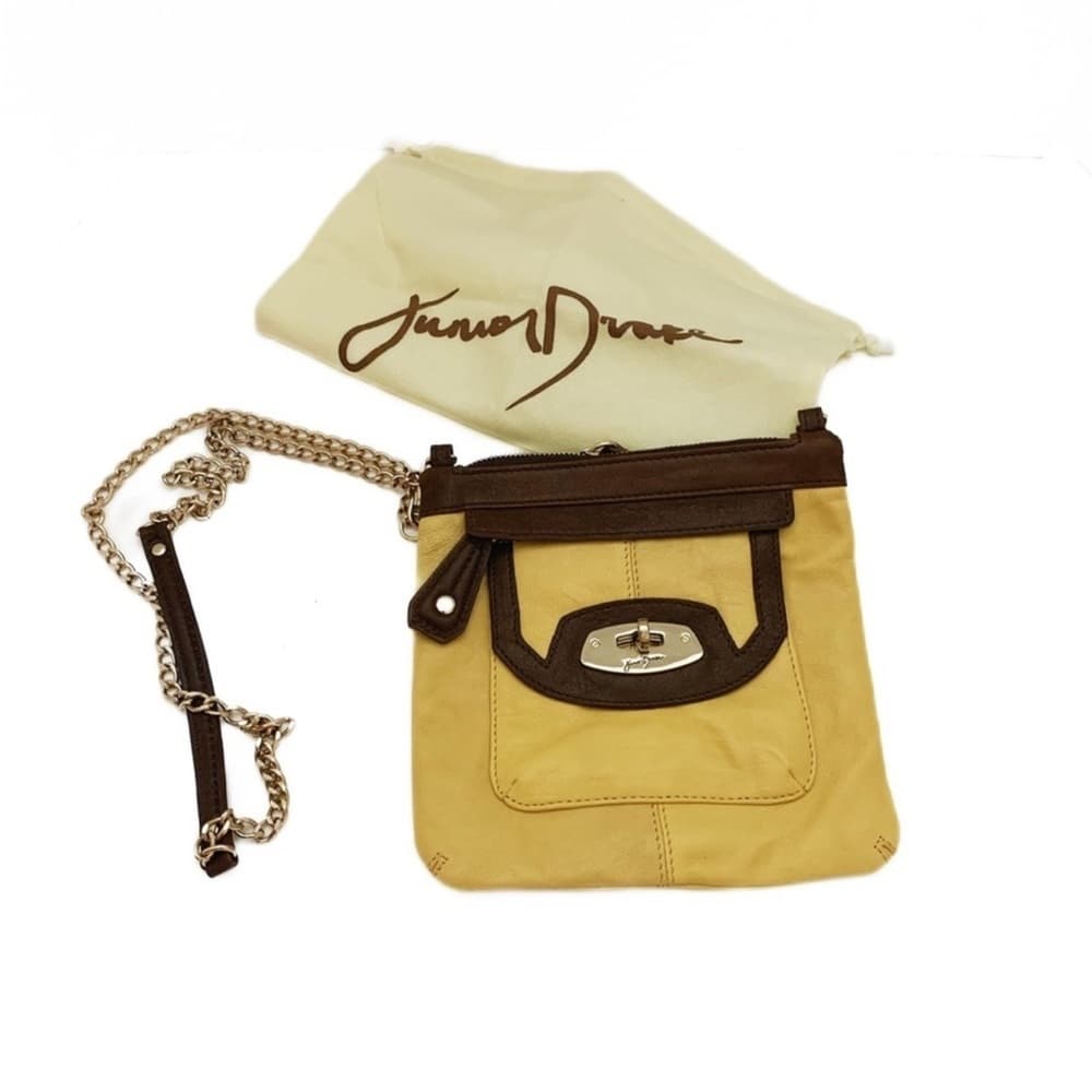 Junior Drake Leather Slim Crossbody Bag with Pockets and Chain - Thumbnail 5