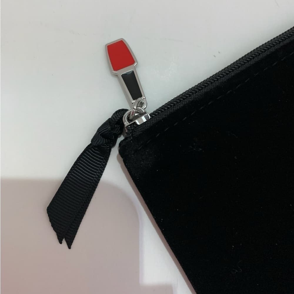 O.P.I. OPI Velvet Clutch Pouch Black with Polish Zipper Pull Unisex Travel Gift - Thumbnail 4