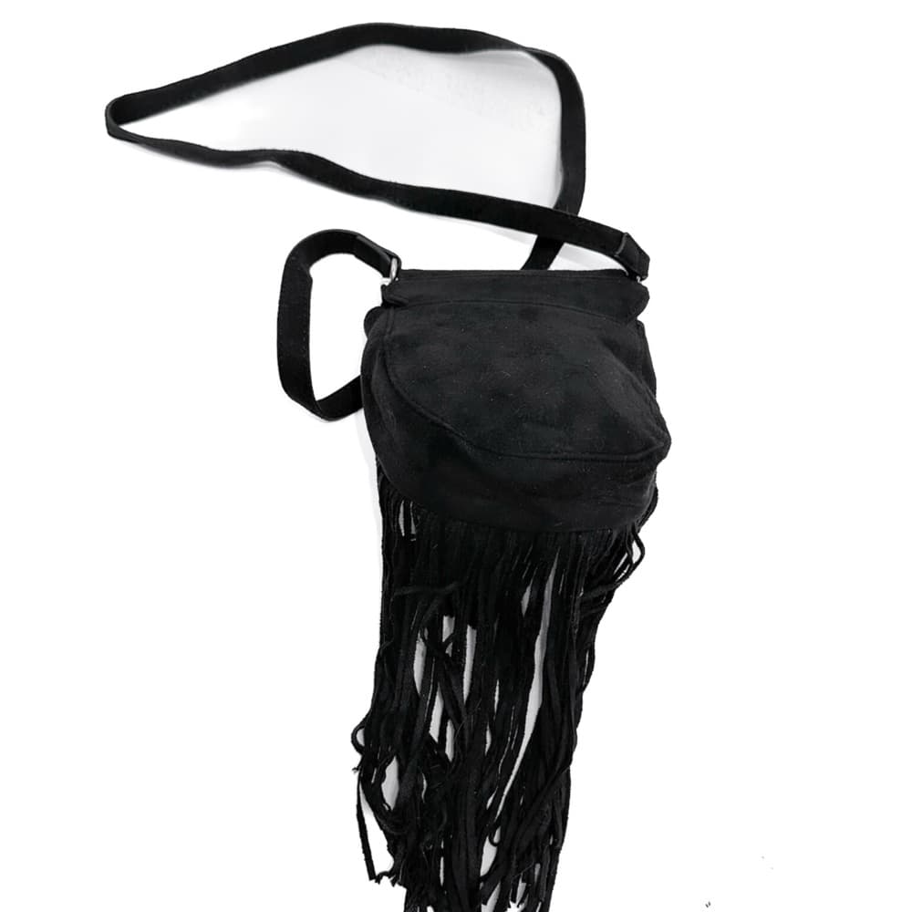 Express Black Suede Fringe Mini Crossbody Bag Boho Festival Style - Thumbnail 3