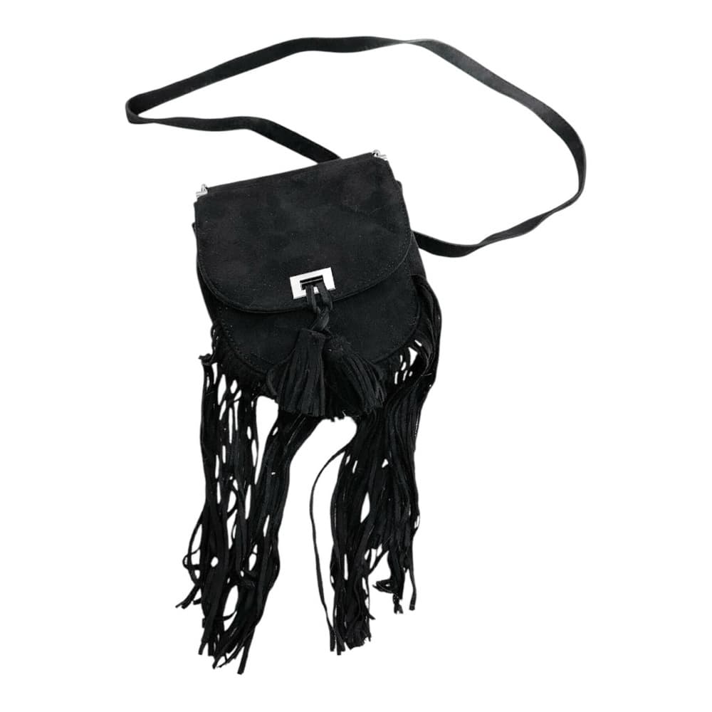 Express Black Suede Fringe Mini Crossbody Bag Boho Festival Style - Thumbnail 9