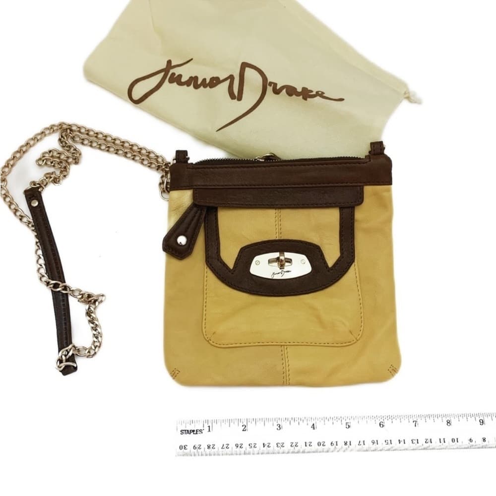 Junior Drake Leather Slim Crossbody Bag with Pockets and Chain - Thumbnail 7