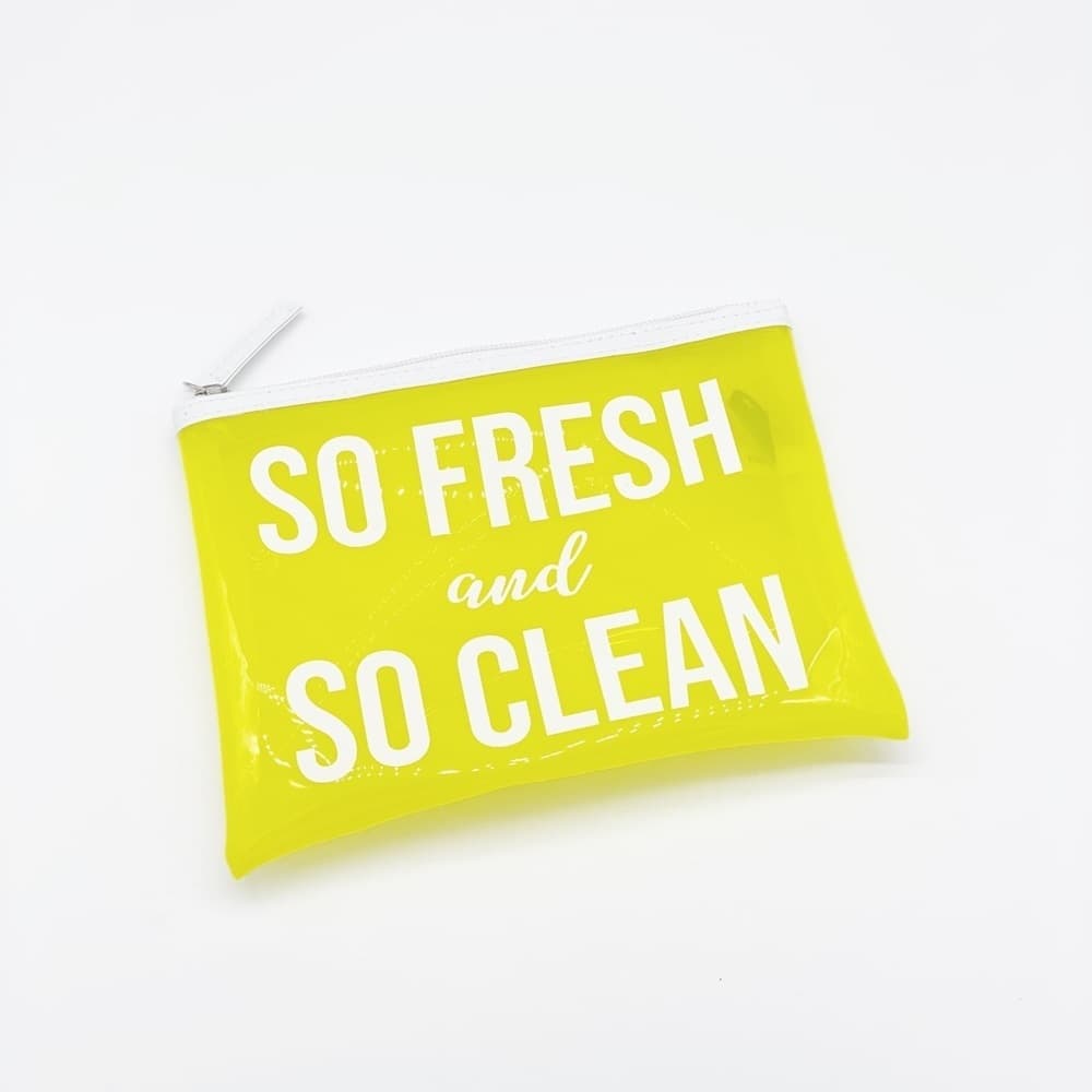 “So Fresh So Clean” Yellow Transparent Cosmetics Travel Case Bag