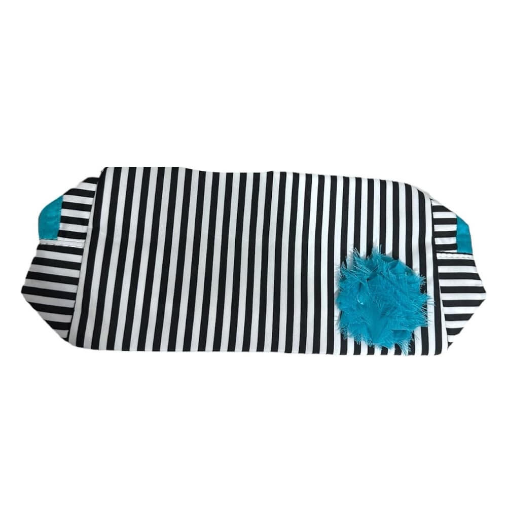 NWT Lancôme Black & White Stripe Cosmetic Bag with Teal Accents | Travel Gift - Thumbnail 5