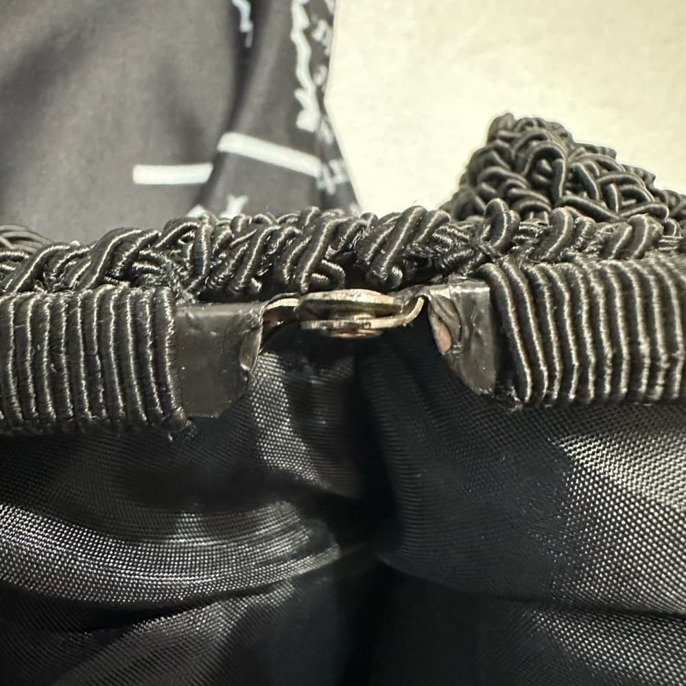 Vintage Crochet Snap Closure Purse Black with Crossbody Strap - Thumbnail 8