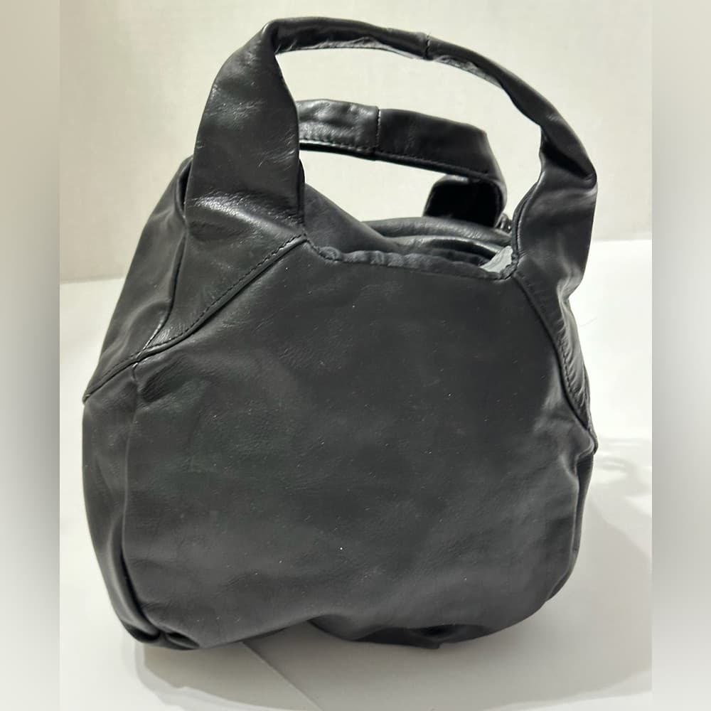 Romeo Gigli Black Leather Mini Bag with RG Logo Charm | Rare from Italy Vintage - Thumbnail 2