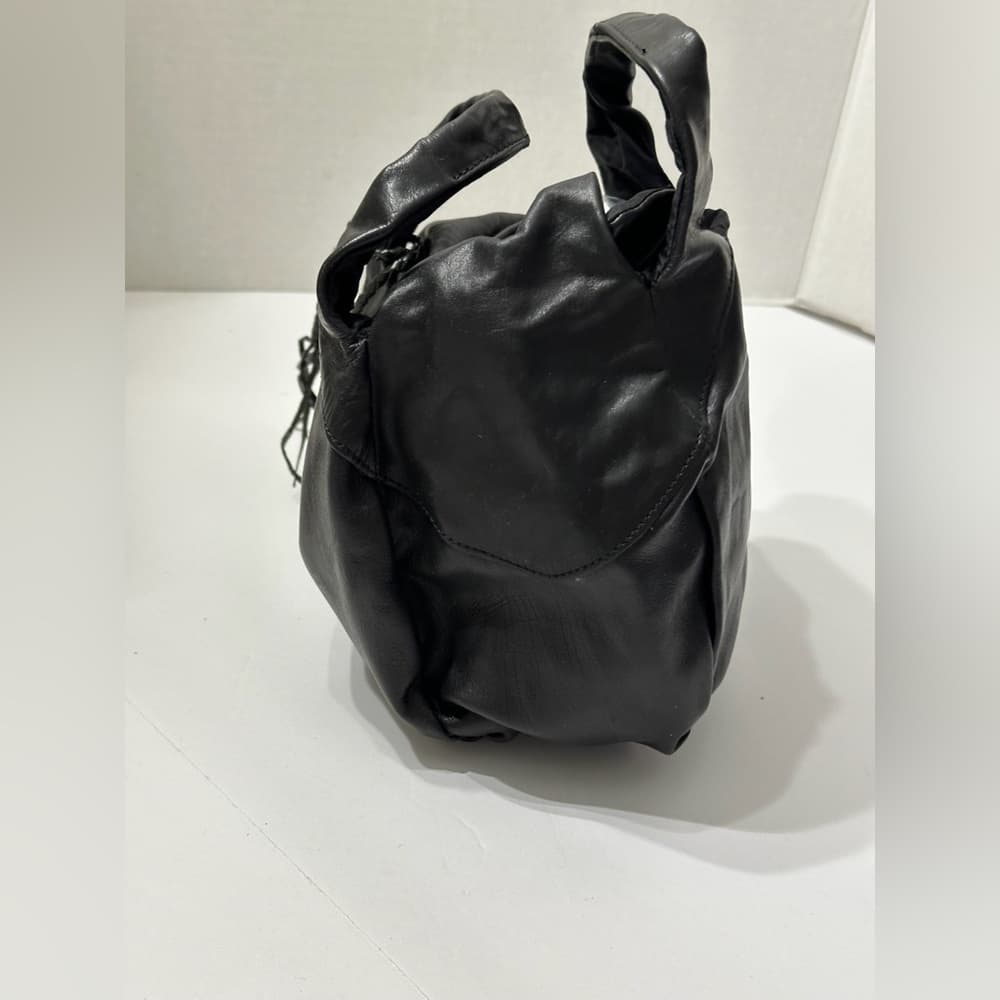 Romeo Gigli Black Leather Mini Bag with RG Logo Charm | Rare from Italy Vintage - Thumbnail 3