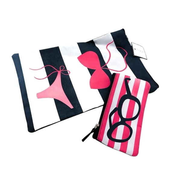 NWT Macys 2 Piece Swim Bikini / Cosmetic and Travel Bag Set - Thumbnail 8