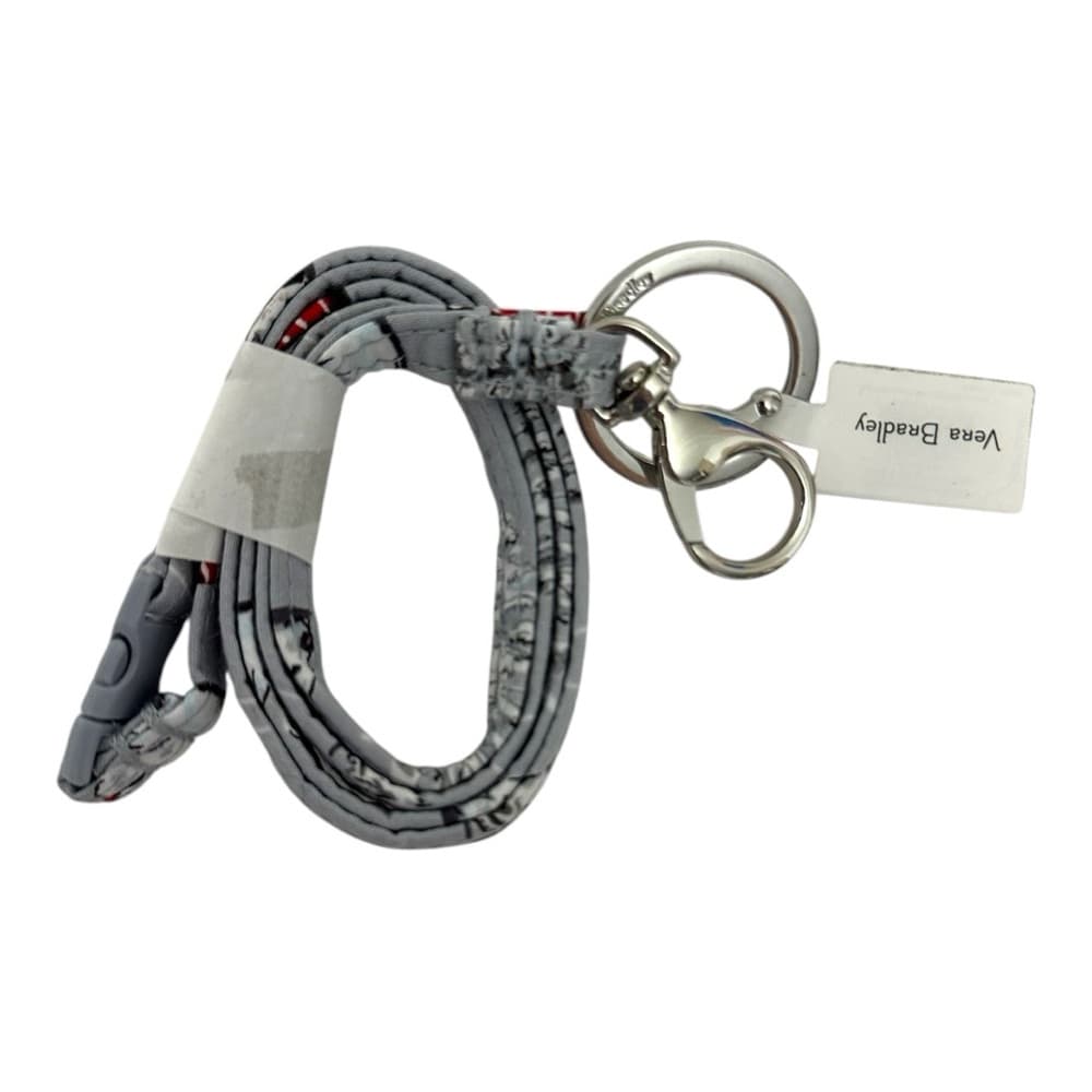 NWT Vera Bradley Iconic Breakaway Lanyard Beary Merry Gray Pattern Key Ring - Thumbnail 7