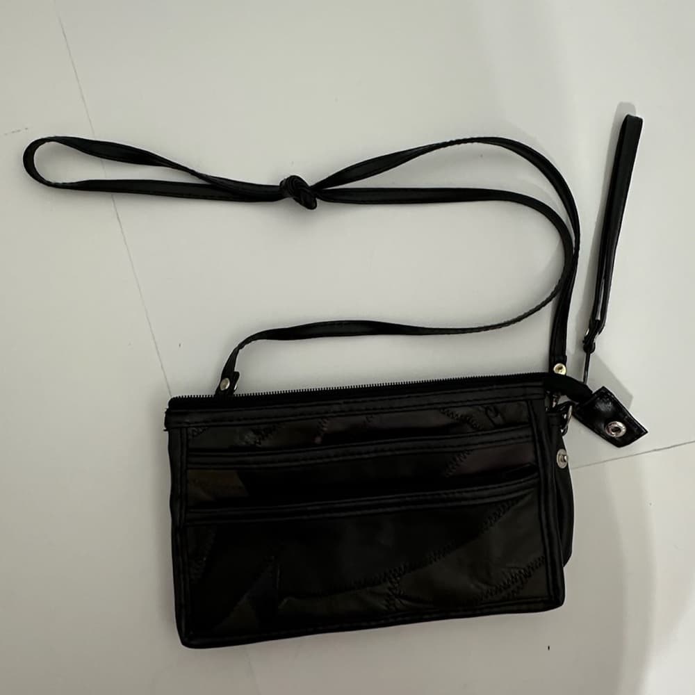 Vintage Patchwork Multicolor Black Brown Crossbody Shoulder Bag Purse Y2K 80s