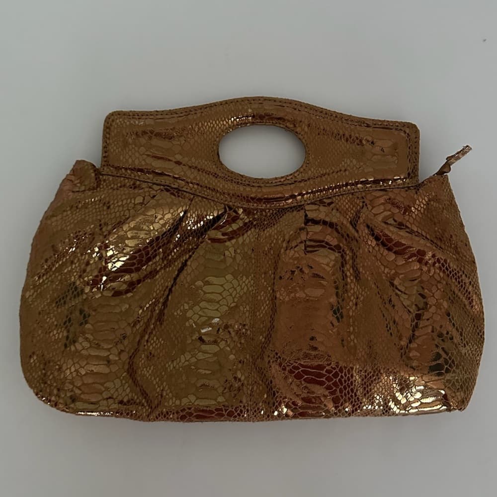 Kristine Accessories Metallic Snake Print Clutch Handbag Y2K McBling