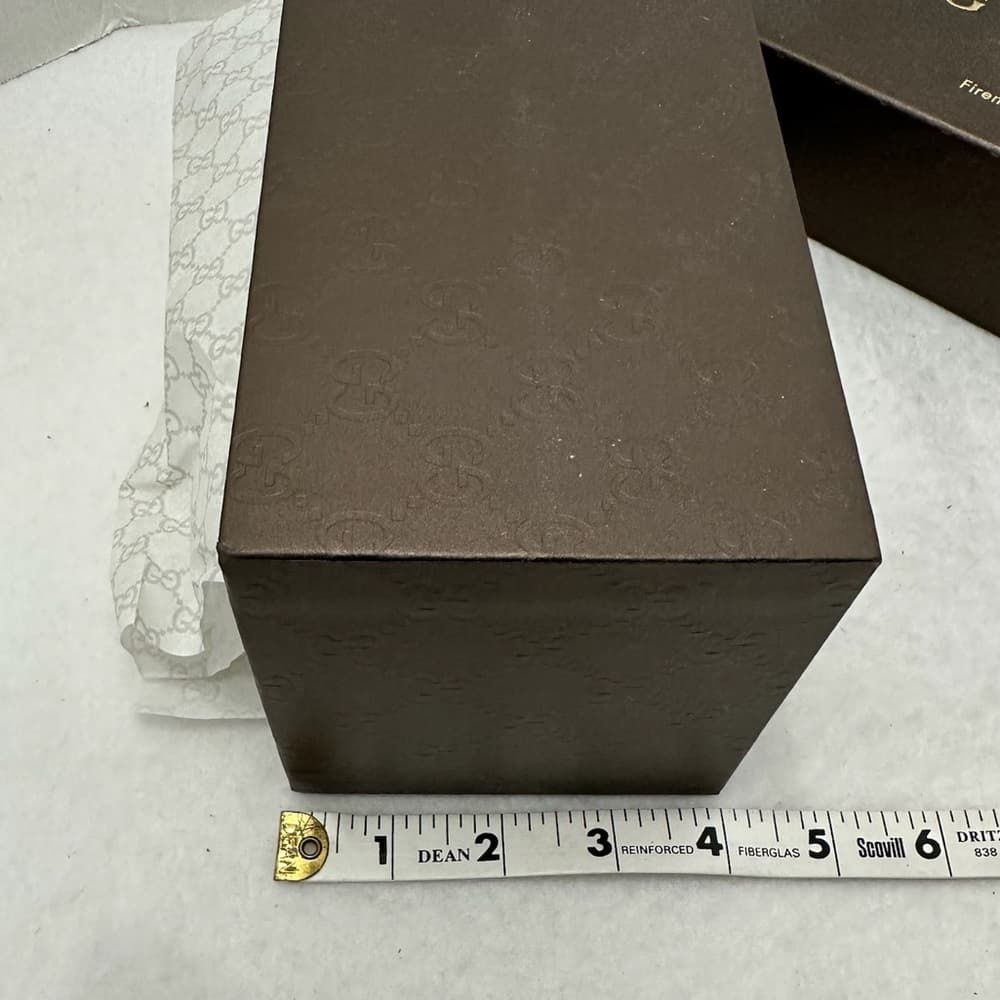 Gucci Authentic Gift Box with Tissue | Classic Brown Embossed GG Pattern Gs - Thumbnail 11