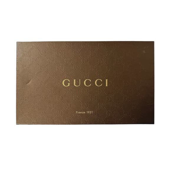 Gucci Authentic Gift Box 11” x 6.5” w Tissue Classic Embossed Brown Gs Pattern - Thumbnail 12