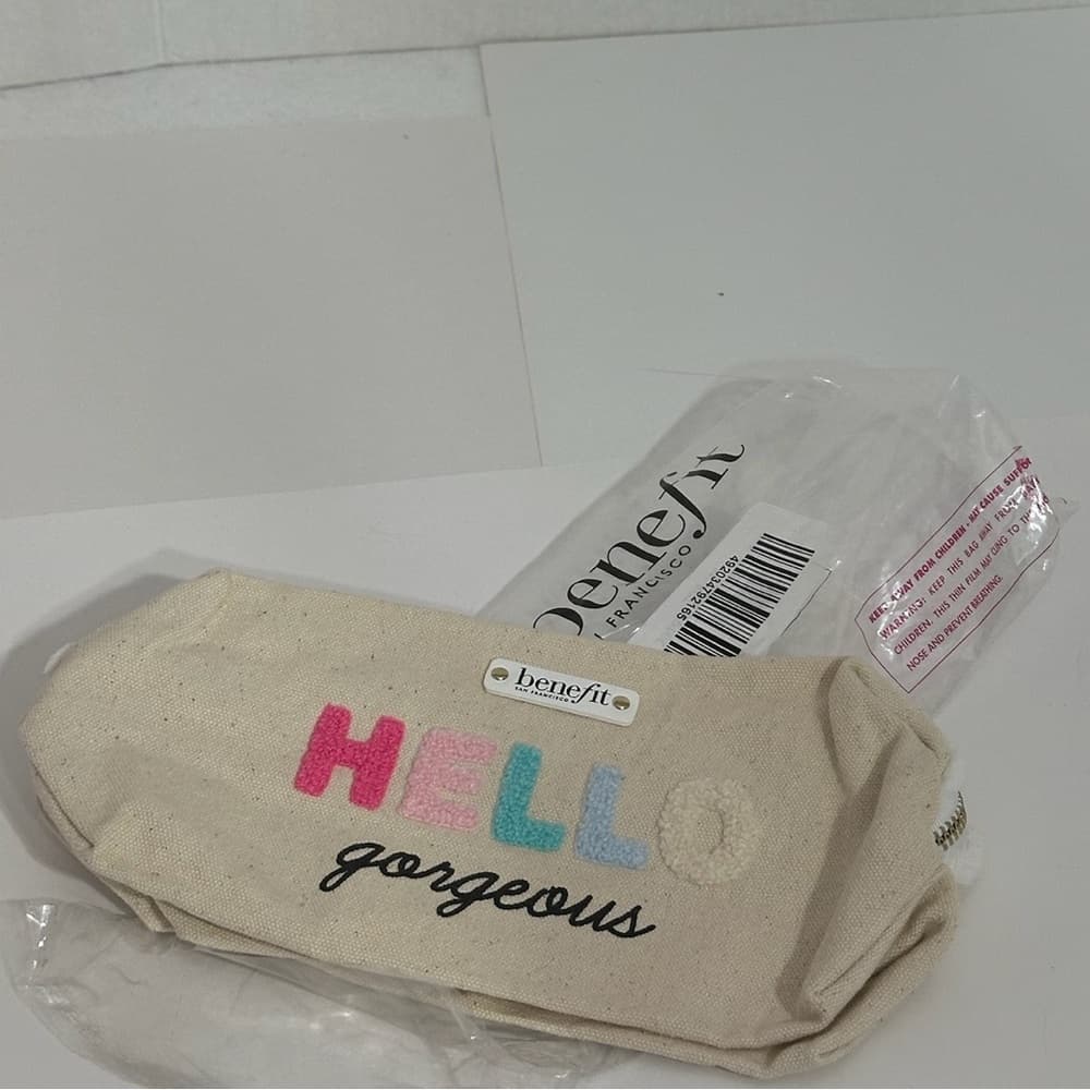NEW Benefit Cosmetics Hello Gorgeous Canvas Makeup Bag Pouch | Limited Edition - Thumbnail 6