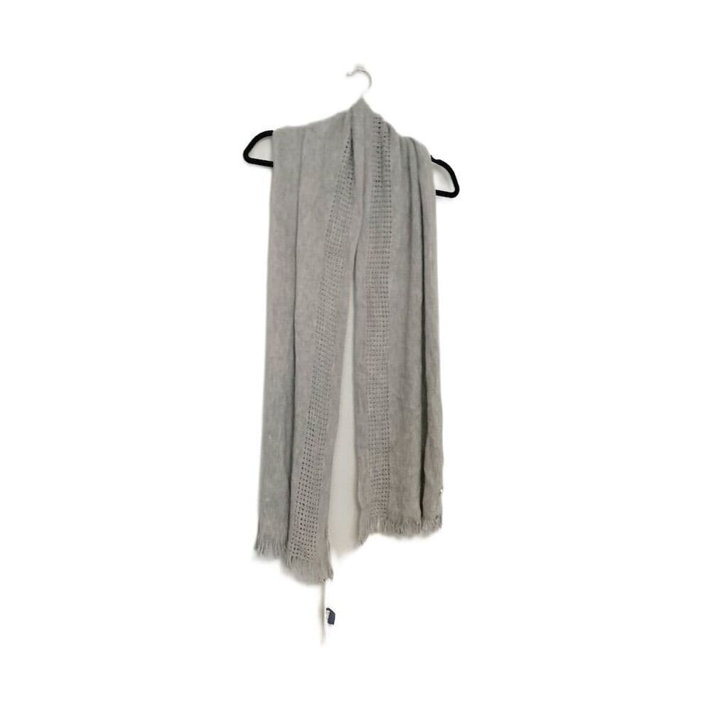 Calvin Klein Unisex Gray Soft Winter Scarf w Fringe and Logo Accent Great Gift - Thumbnail 6