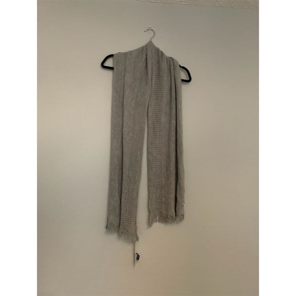 Calvin Klein Unisex Gray Soft Winter Scarf w Fringe and Logo Accent Great Gift