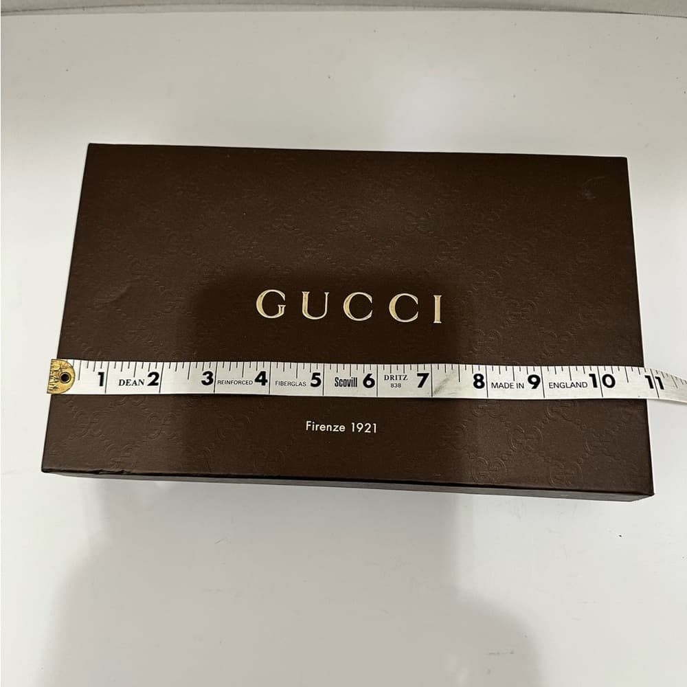 Gucci Authentic Gift Box 11” x 6.5” w Tissue Classic Embossed Brown Gs Pattern - Thumbnail 8