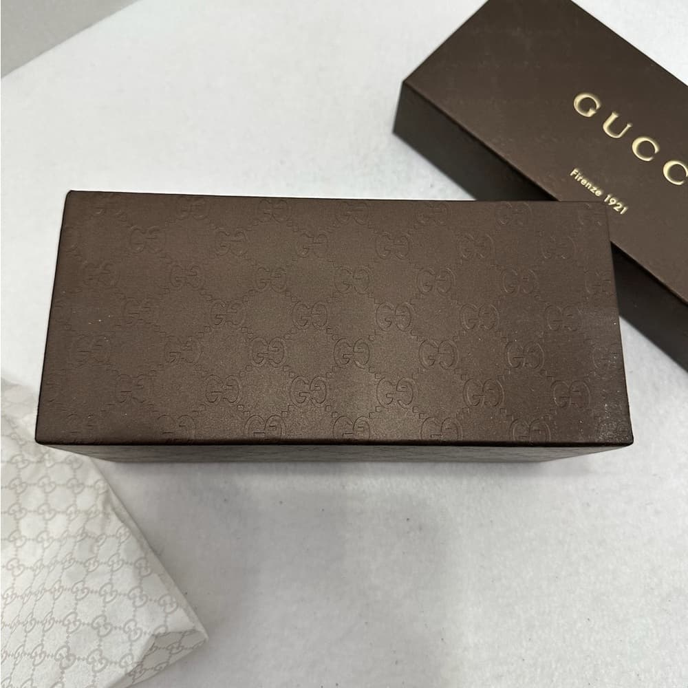 Gucci Authentic Gift Box with Tissue | Classic Brown Embossed GG Pattern Gs - Thumbnail 7