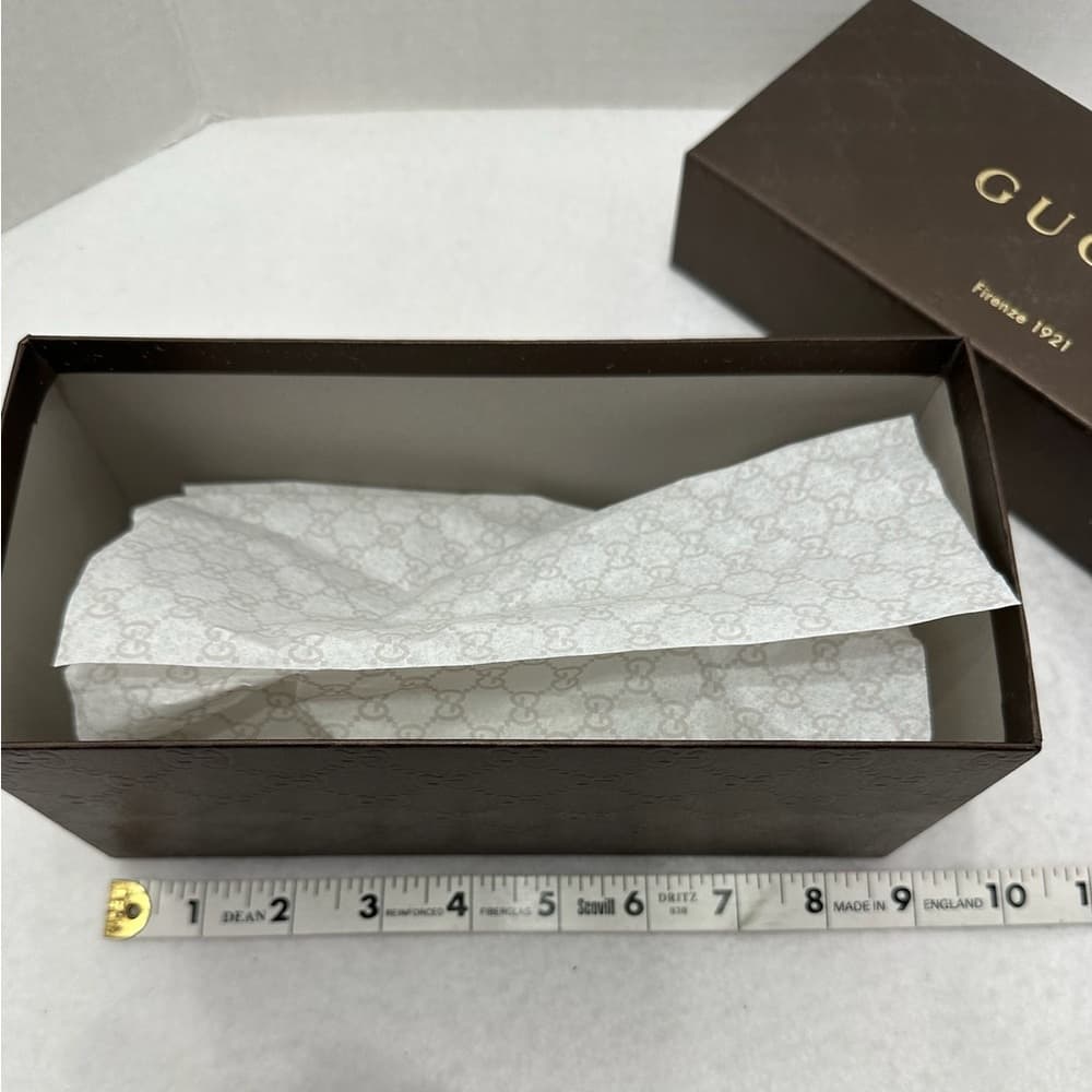 Gucci Authentic Gift Box with Tissue | Classic Brown Embossed GG Pattern Gs - Thumbnail 9