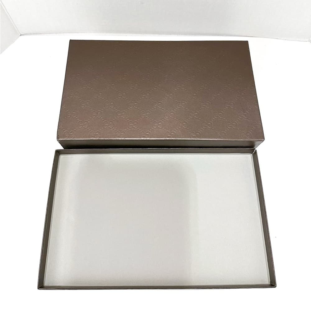 Gucci Authentic Gift Box 11” x 6.5” w Tissue Classic Embossed Brown Gs Pattern - Thumbnail 4