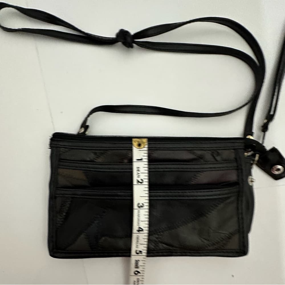 Vintage Patchwork Multicolor Black Brown Crossbody Shoulder Bag Purse Y2K 80s - Thumbnail 6