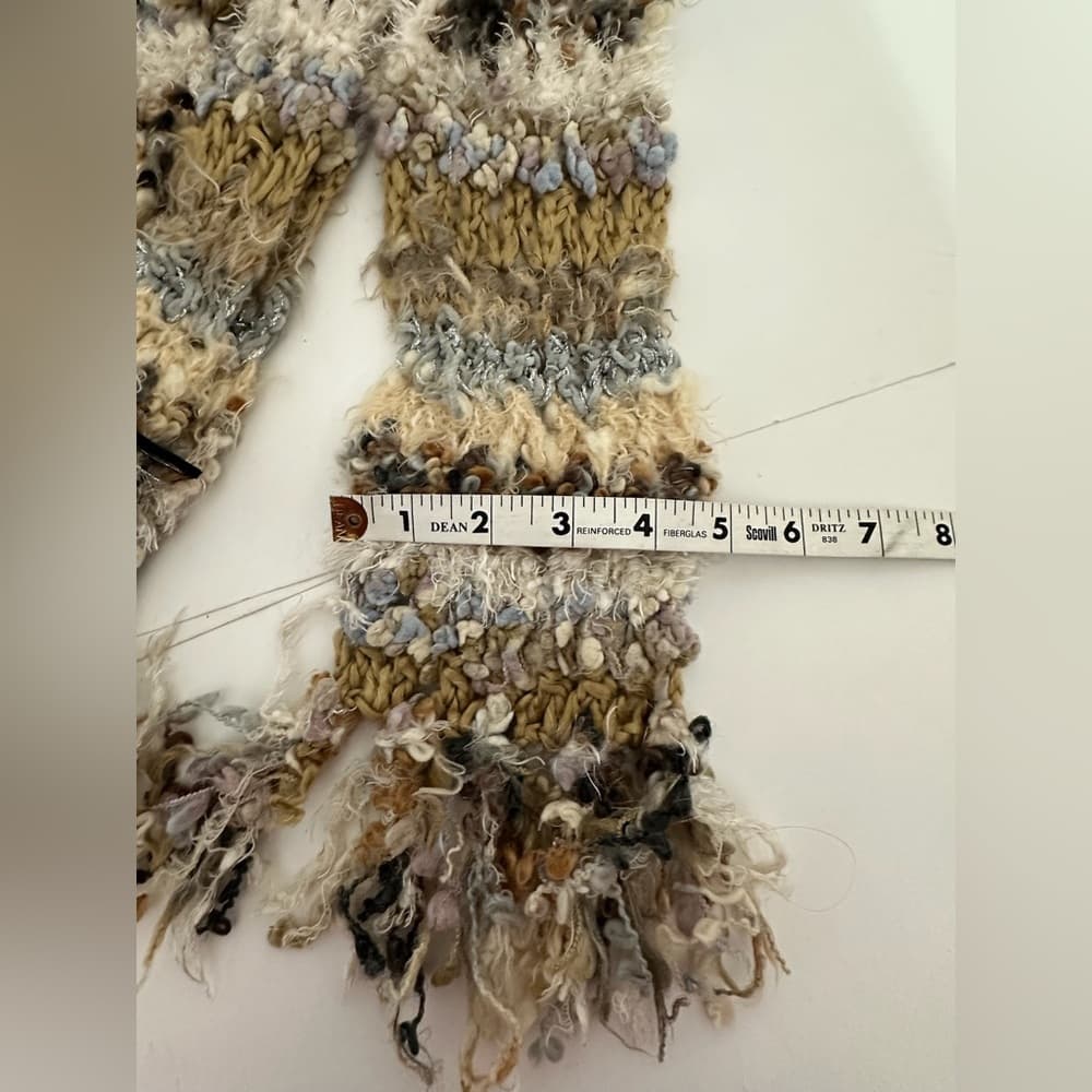 Chunky Textured Neutral Fringe Scarf Winter Resort Quiet Luxury - Thumbnail 3