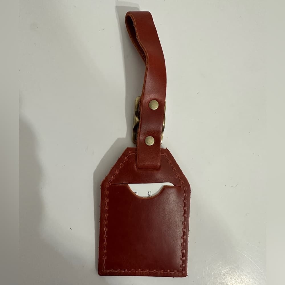 NEW Portland Leather Goods Luggage Tag Reddish Brown Possibly Madrone or Russo - Thumbnail 6