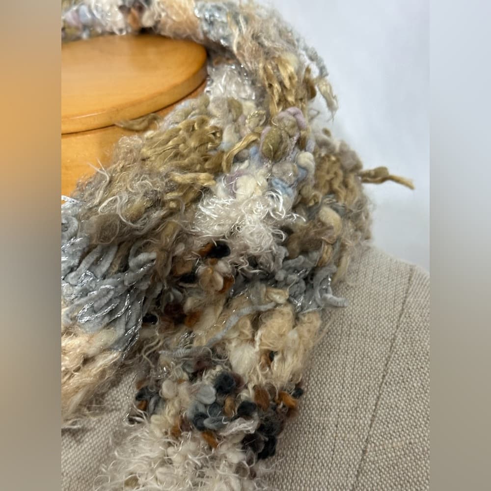 Chunky Textured Neutral Fringe Scarf Winter Resort Quiet Luxury